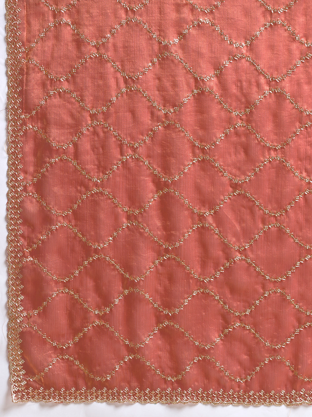 Peach Embroidered Jimmy Choo Fandy Saree with Unstitched Blouse