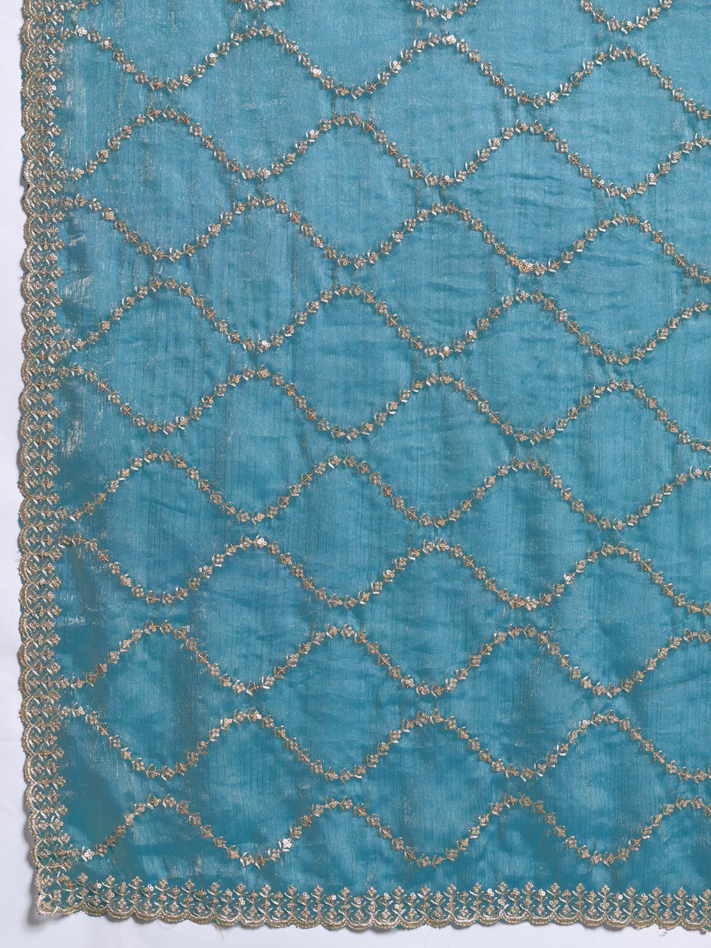 Sky Blue Embroidered Jimmy Choo Fandy Party Wear Saree with Blouse