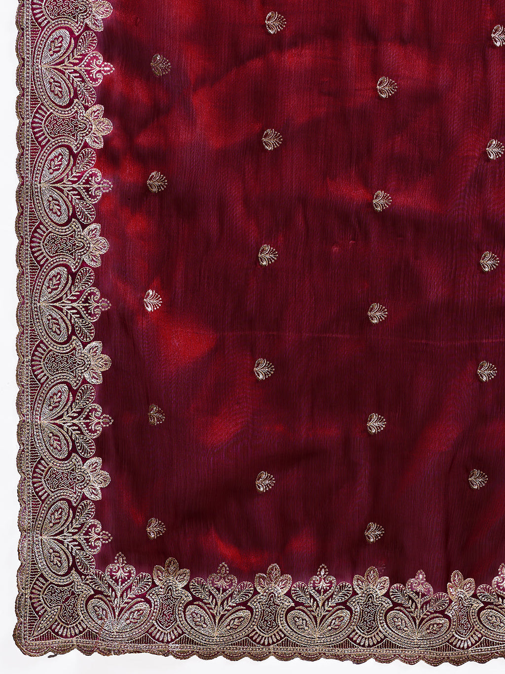 Maroon Party Wear Jimmy Choo Organza Saree