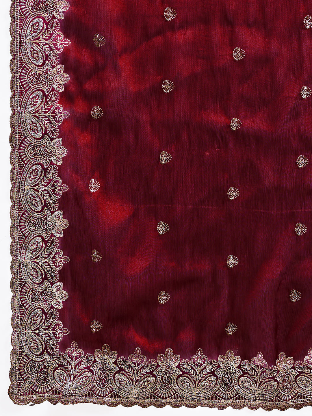 Maroon Party Wear Jimmy Choo Organza Saree
