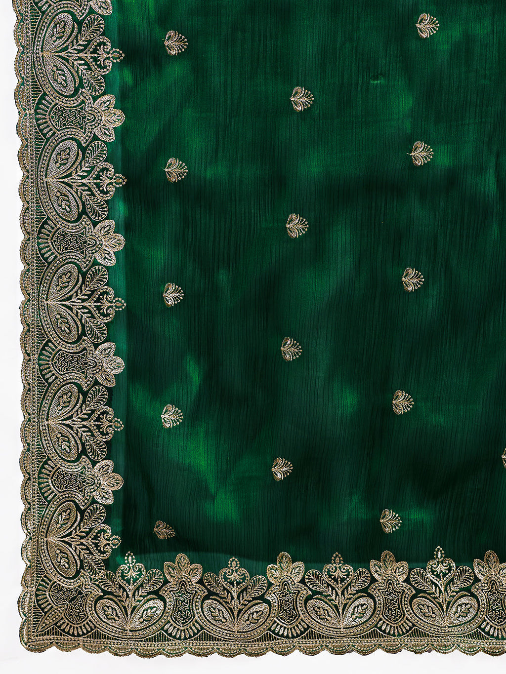 Green Embroidered Jimmy Choo Organza Party Wear Saree with Blouse