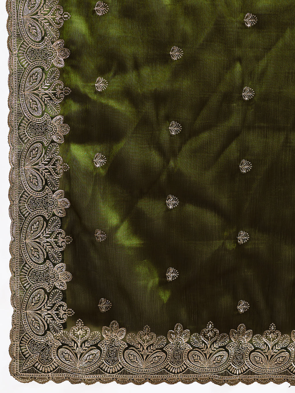 Green Embroidered Jimmy Choo Organza Party Wear Saree with Blouse