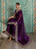 Purple Embroidered Jimmy Choo Organza Party Wear Saree with Blouse