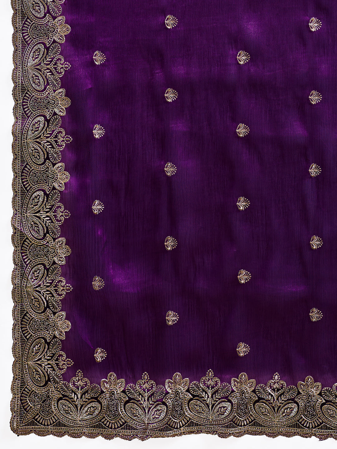 Purple Embroidered Jimmy Choo Organza Party Wear Saree with Blouse
