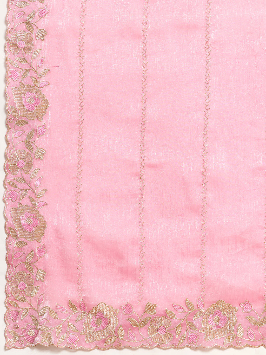 Baby Pink Embroidered Jimmy Choo Organza Saree Party Wear Set