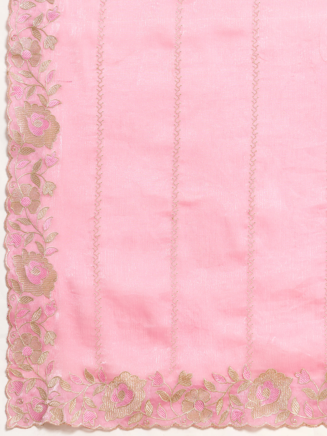 Baby Pink Embroidered Jimmy Choo Organza Saree Party Wear Set