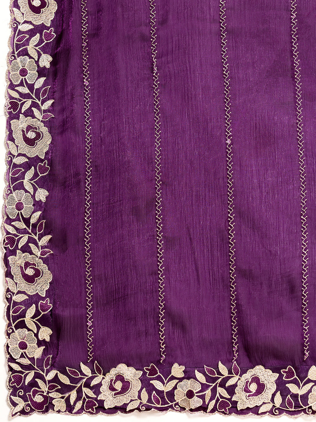 Purple Embroidered Jimmy Choo Organza Party Wear Saree