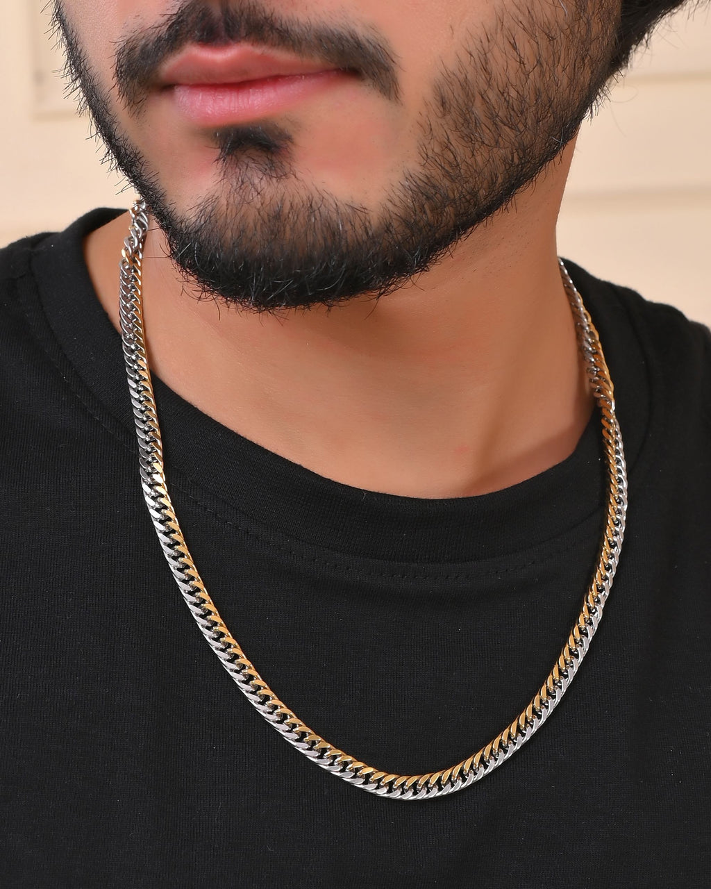 Dual-Plated Stainless Steel Men's Chain – Gold and Silver Tone Link