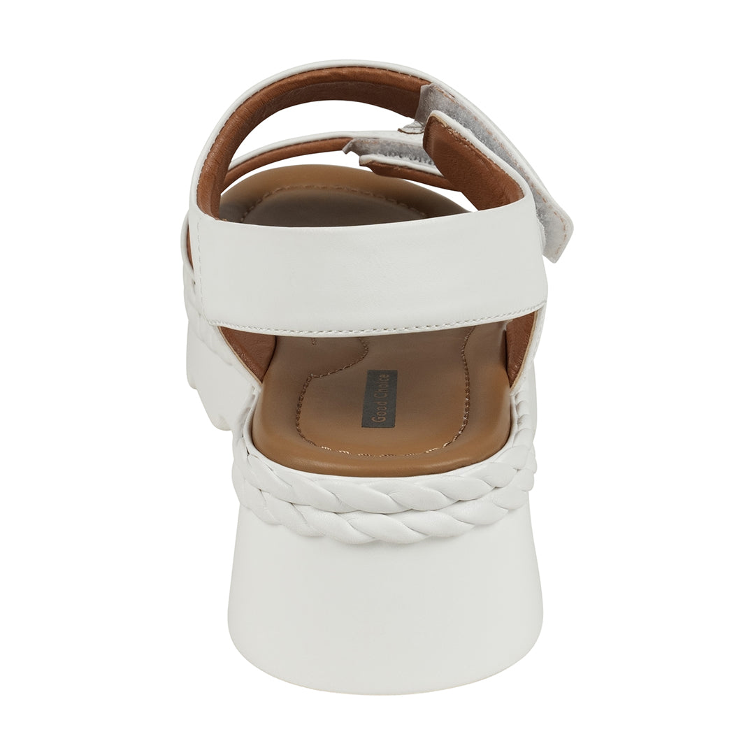 Vosa white Double Band Velcro Platform Sandals