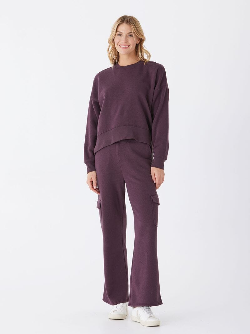 Naia Triblend Fleece Pullover in Dark Purple Oversized Sweatshirt