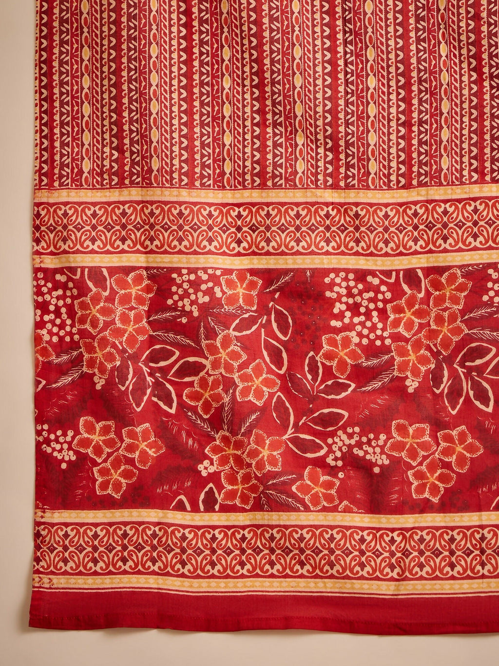 Printed Red Pure Cotton Kurta Set for Women