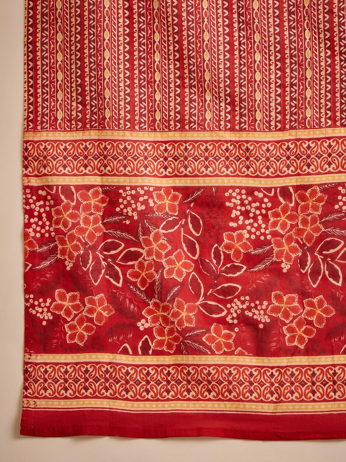 Printed Red Pure Cotton Kurta Set for Women
