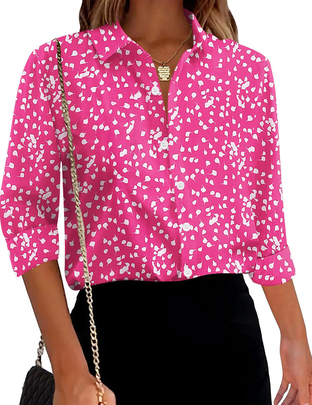 Zeagoo Womens Casual Button Up Tops Button Down Long Sleeve Floral Print Shirts Winter Casual Office Work Tunic