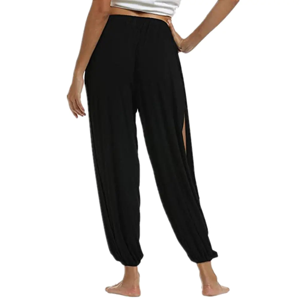 Solid Elastic Waist Side Split Beach Pants for Women - Image 12