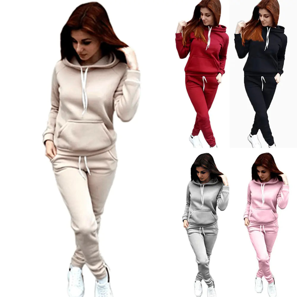 Womens Casual Grey Hooded Sweatshirt and Matching Jogger Set - Image 20