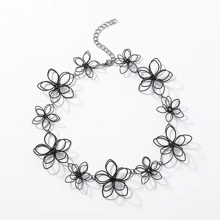 Floral Choker Necklace for Women - Short Neck Chain