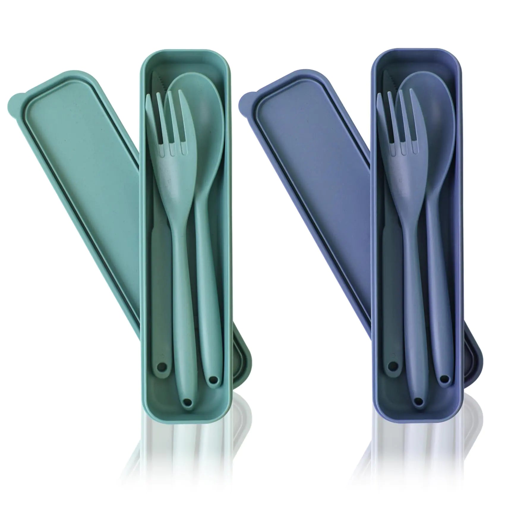 Large Reusable Utensils Set with Case 2 Sets Portable Cutlery Set for Adults Travel Fork Spoon Knife for Camping Work Picnic