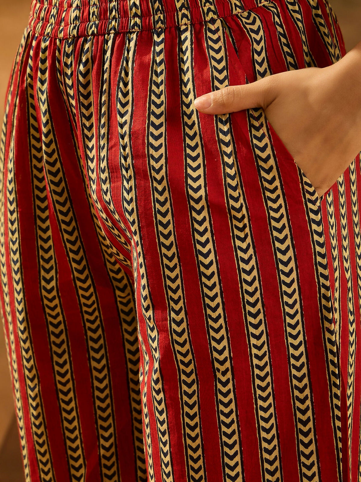 Printed Maroon Pure Cotton Kurta Set for Women