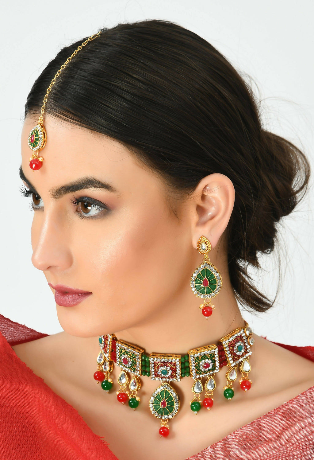 Meena and Pearl Work Statement Choker in Gold-Polished Brass
