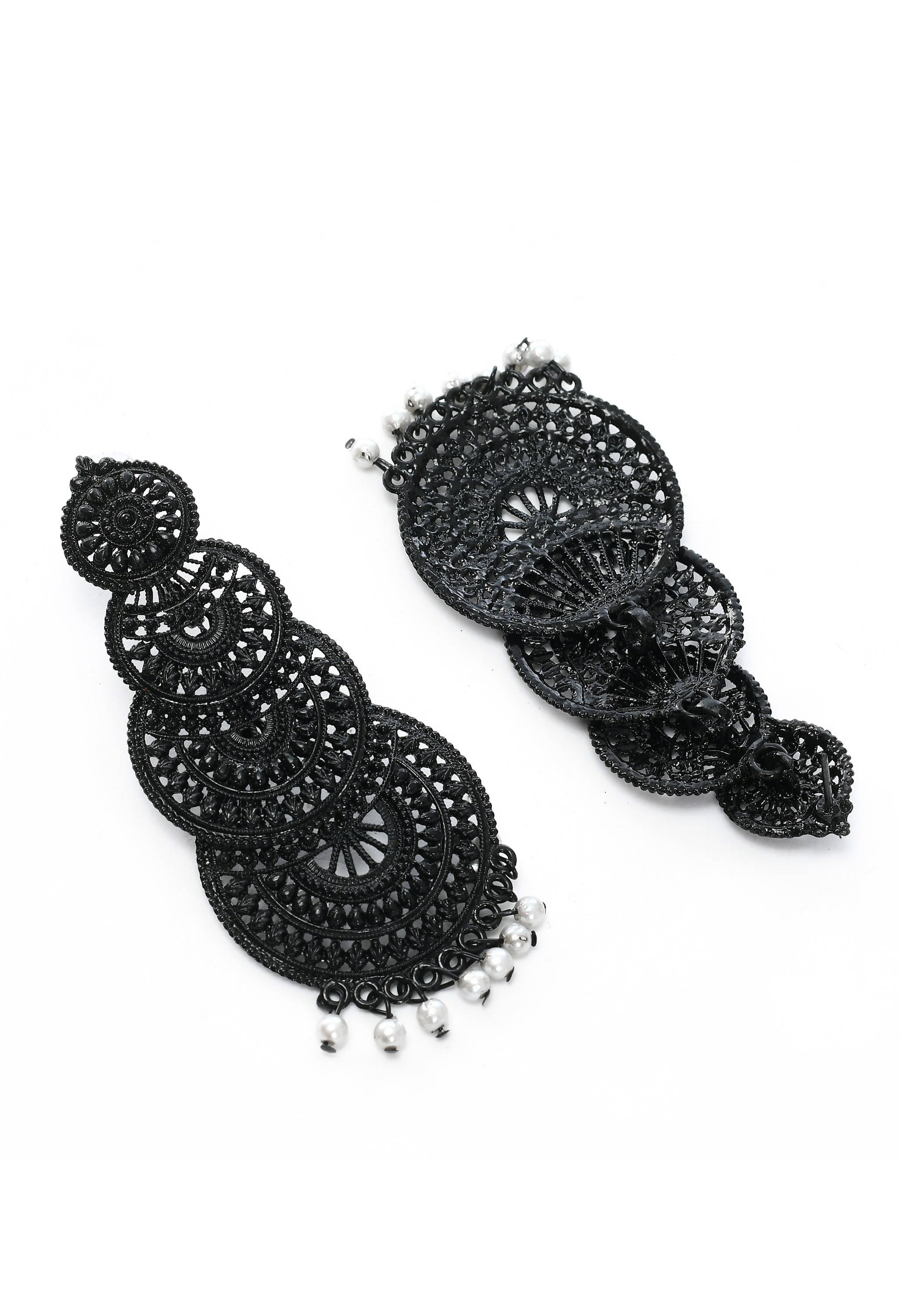 Black Statement Earrings Modern Ethnic Design for Women