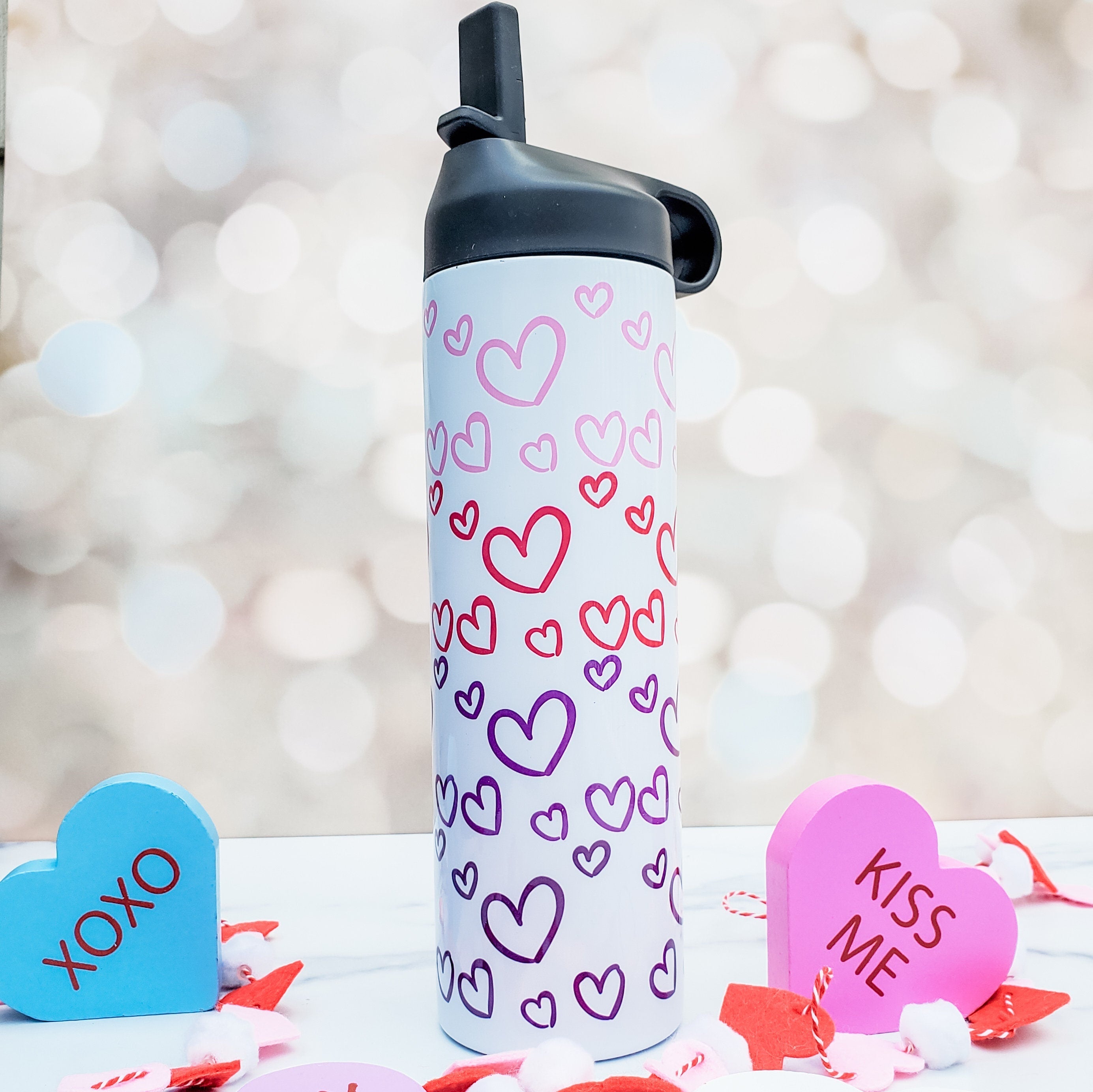 Valentine's Day Heart Ombre 20oz Water Bottle