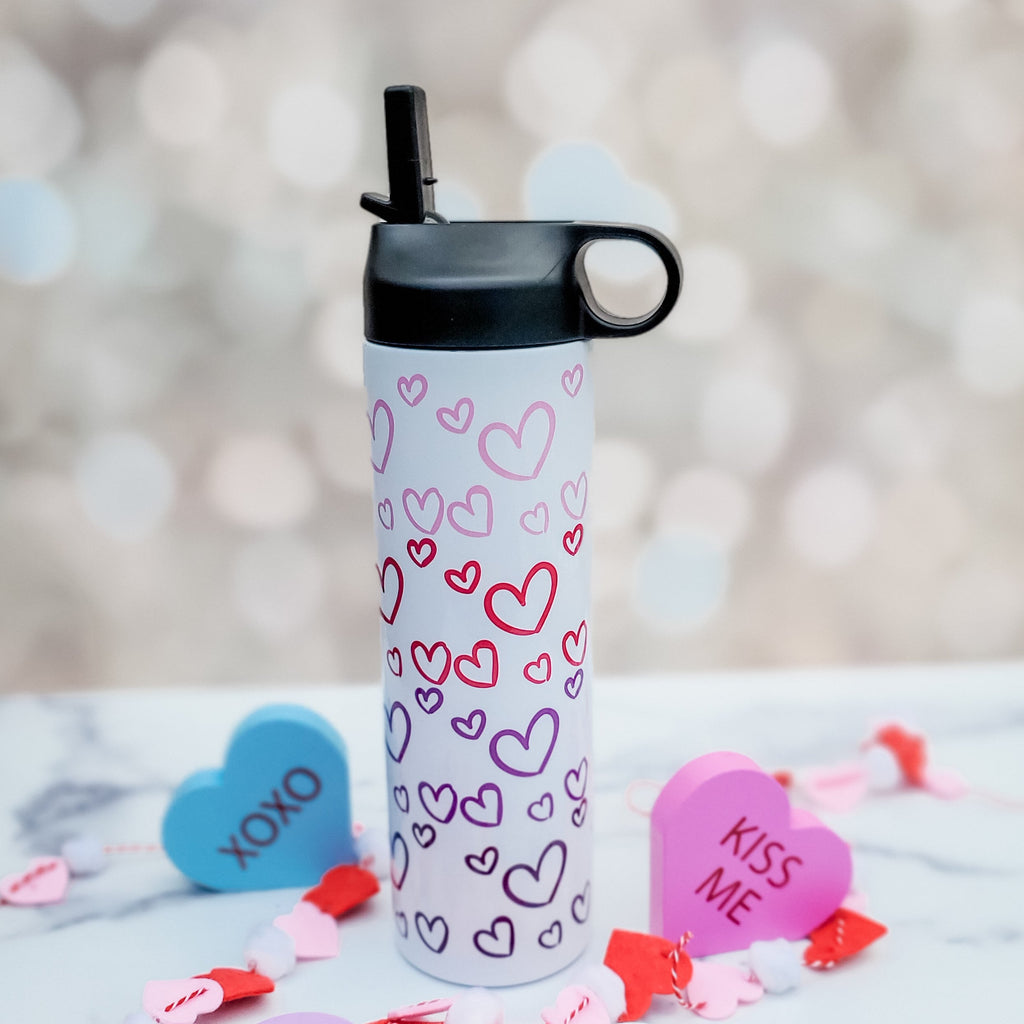 Valentine's Day Heart Ombre 20oz Water Bottle