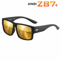 ANSI Z87+ safety-rated sunglasses with gold polarized lenses