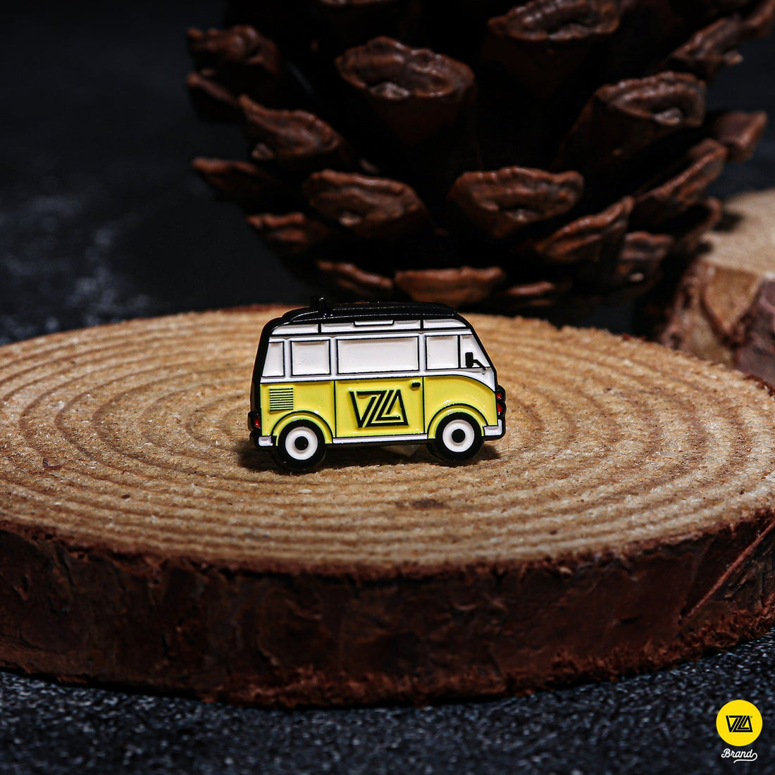 Yellow Vintage Van Enamel Pin Accessory
