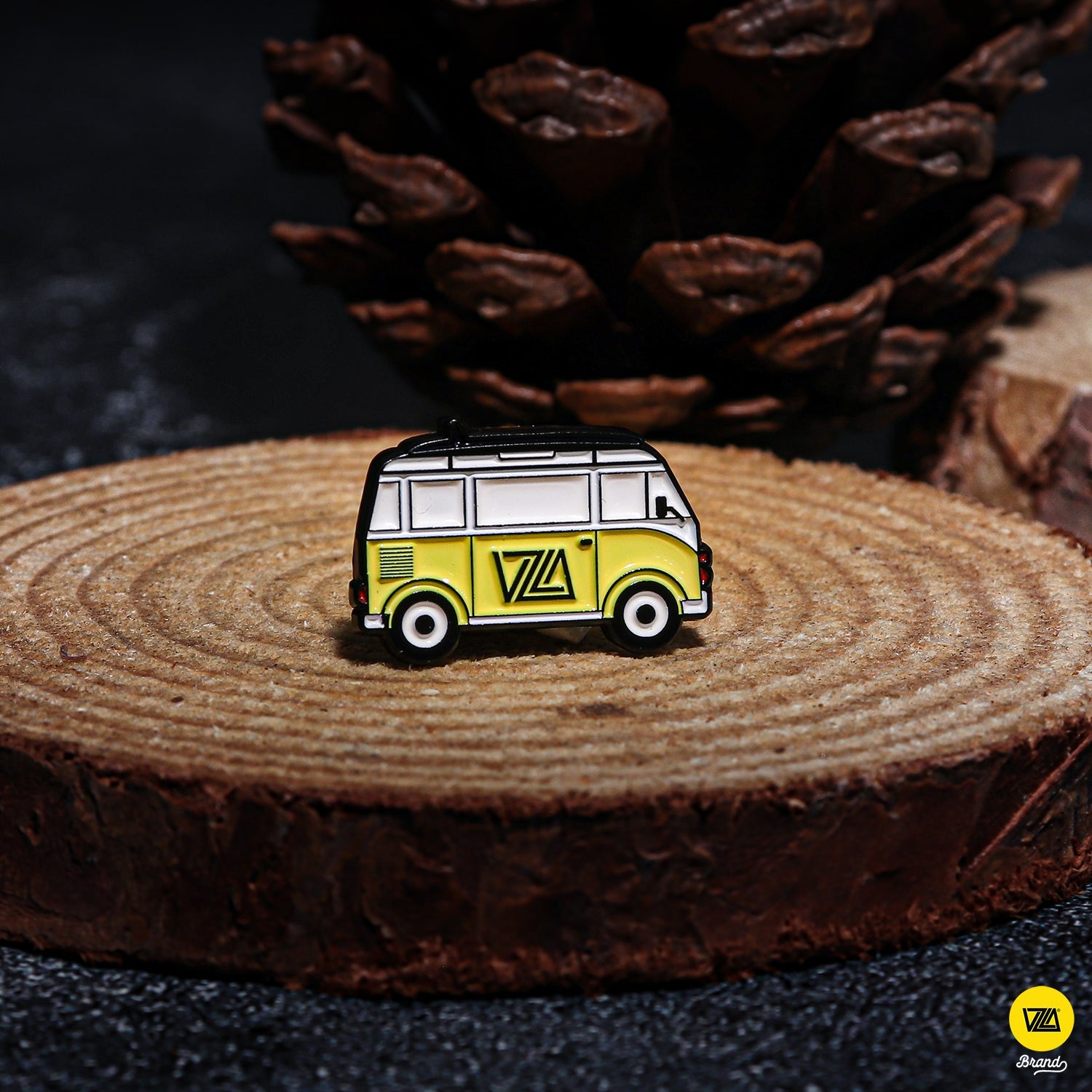 Yellow Vintage Van Enamel Pin Accessory