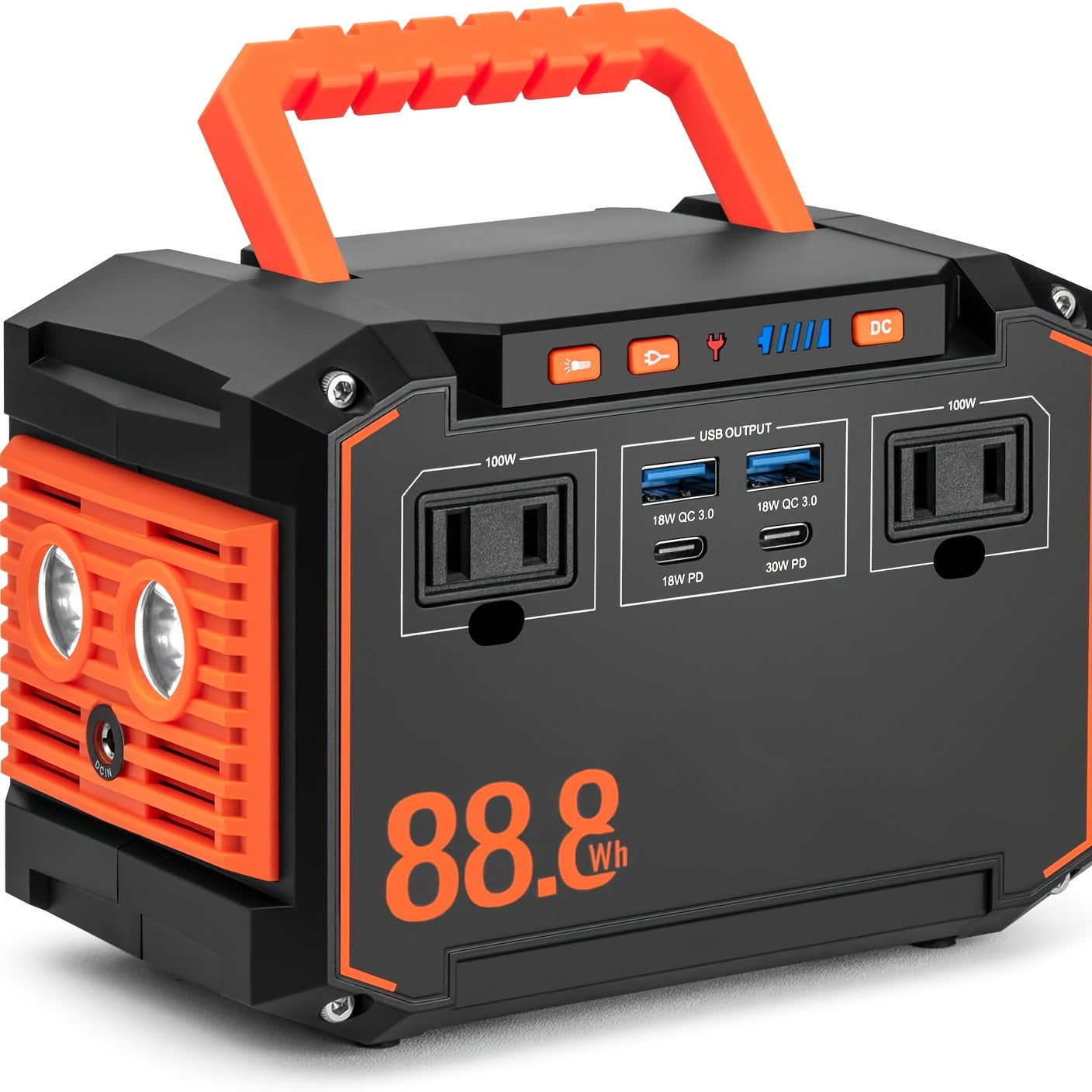 300W portable power station with foldable solar panel for camping and emergency backup