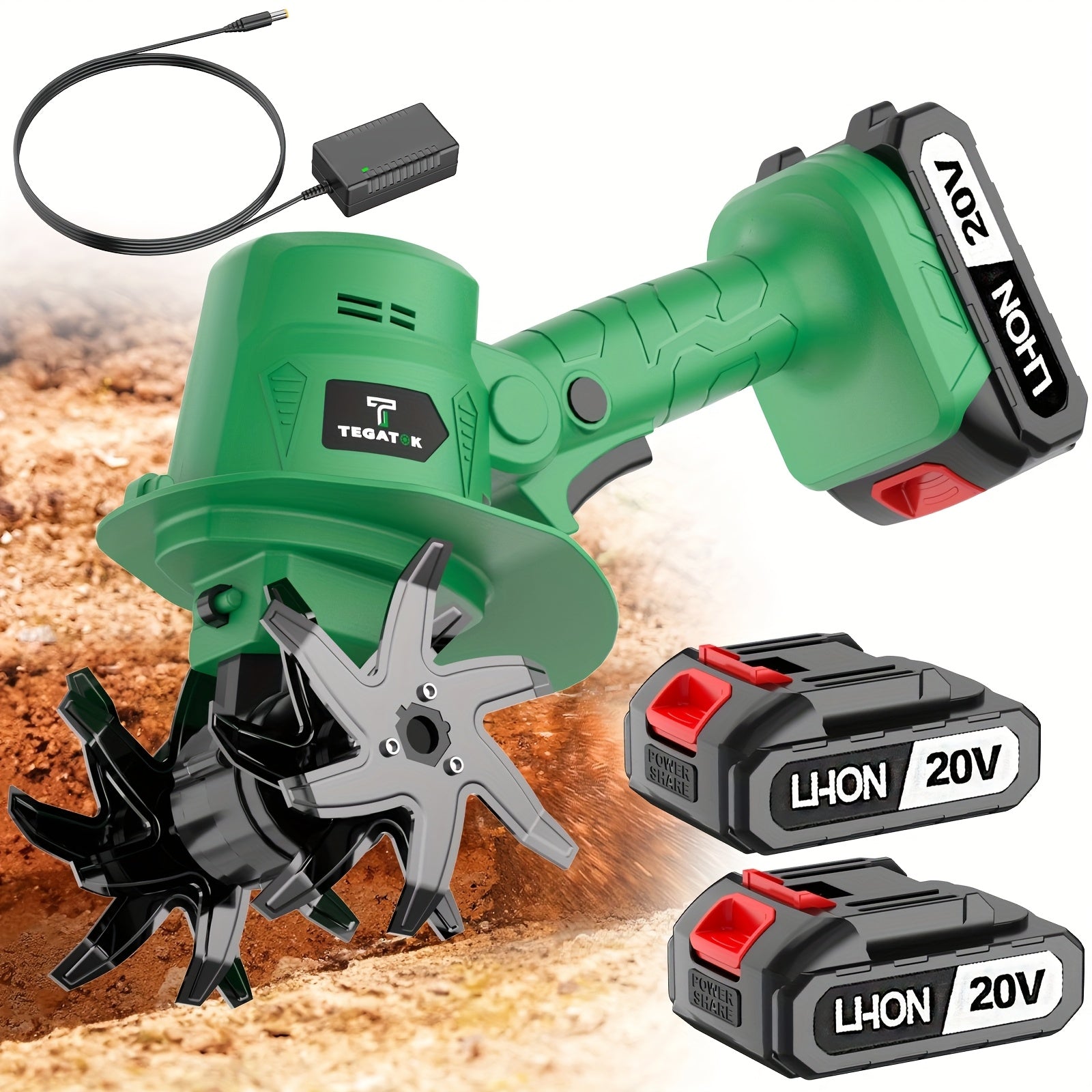 20V Cordless Garden Tiller and Cultivator for Soil Aeration