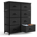 8-drawer fabric storage chest with metal frame in a bedroom setting