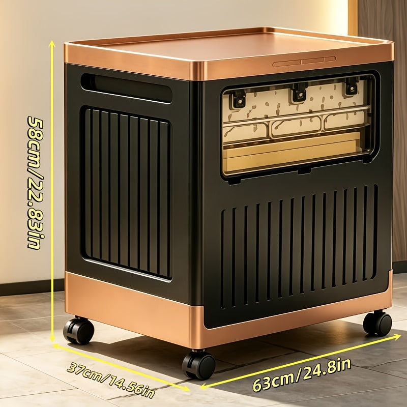 Foldable Stackable Storage Bin with Wheels and Front Access Doors