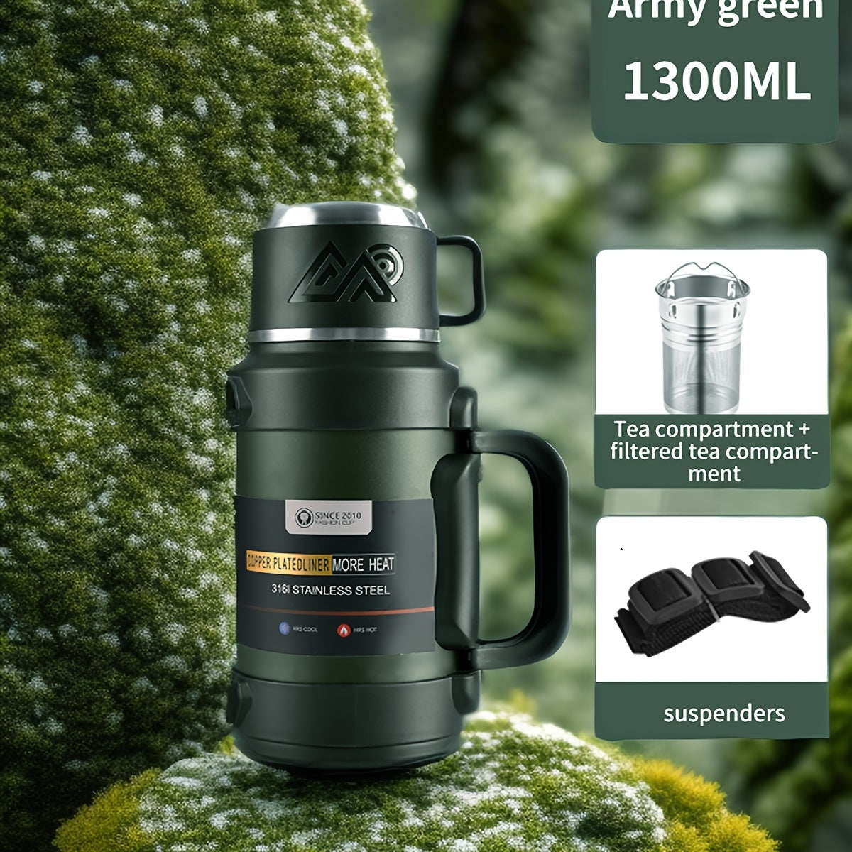 Insulated Stainless Steel Water Bottle with Handle and Tea Infuser