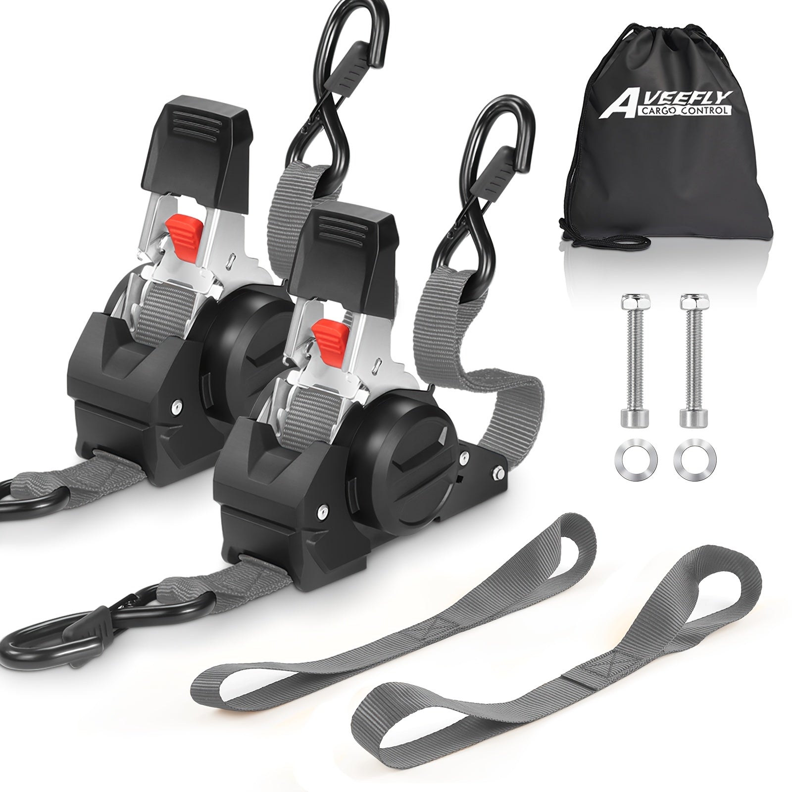 4PCS Retractable Ratchet Tie Down Straps 10FT Heavy Duty