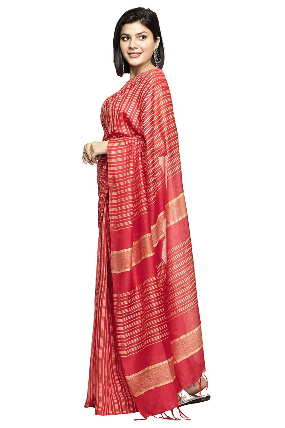 Red Bhagalpuri Saree with Matching Blouse Piece for Party Wear
