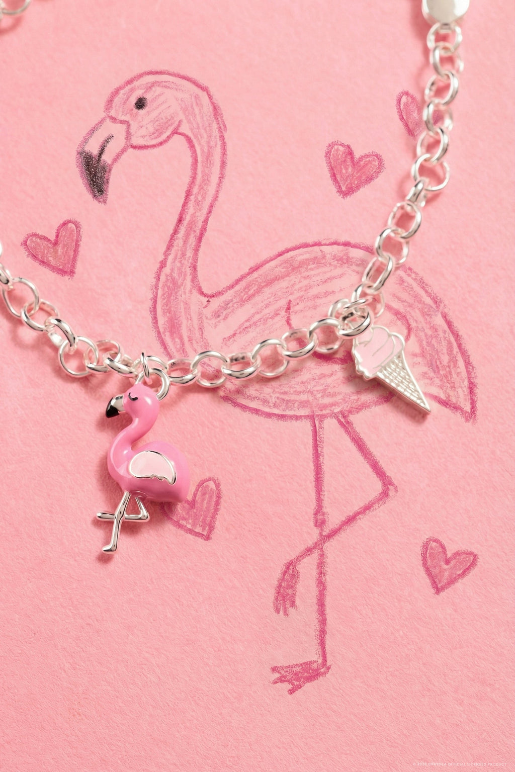 Tickle Me Pink Whimsical Charm Chain Bracelet with Enamel Charms