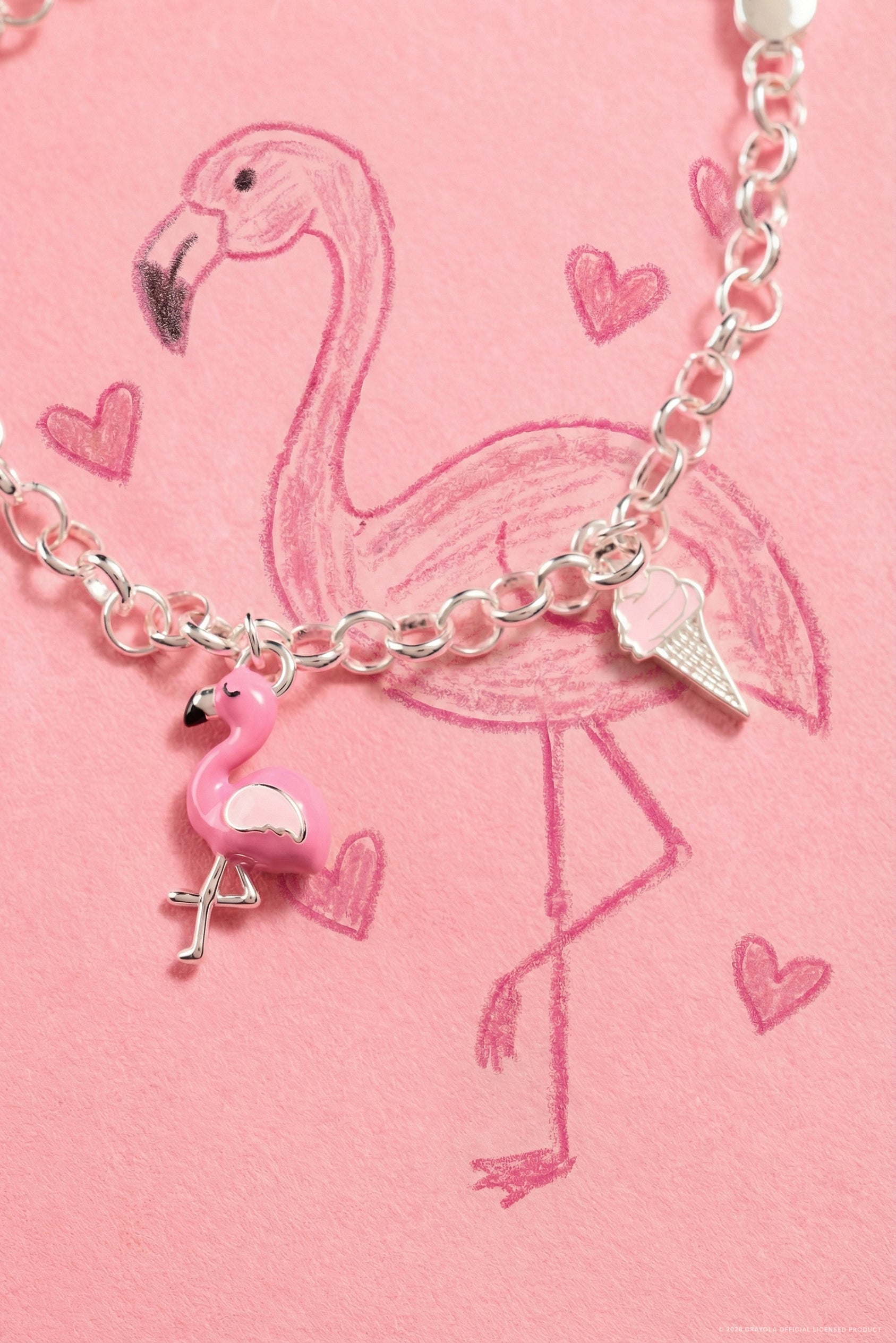 Tickle Me Pink Whimsical Charm Chain Bracelet with Enamel Charms