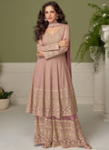 Light-pink Real Georgette salwar suit with detailed embroidery