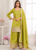 Light-green embroidered real simar silk salwar suit perfect for summer weddings