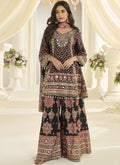 Multicolor Hand Aari Work Natural Crepe Silk Anarkali Suit