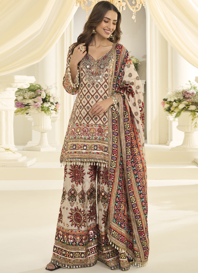 Multicolor Hand Aari Work Natural Crepe Silk Anarkali
