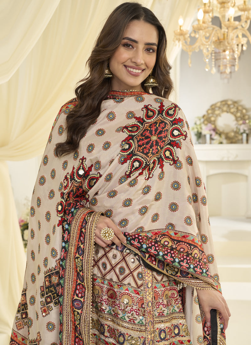 Multicolor Hand Aari Work Natural Crepe Silk Anarkali
