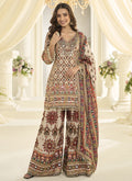 Multicolor Anarkali made of natural crepe silk with detailed hand Aari embroidery