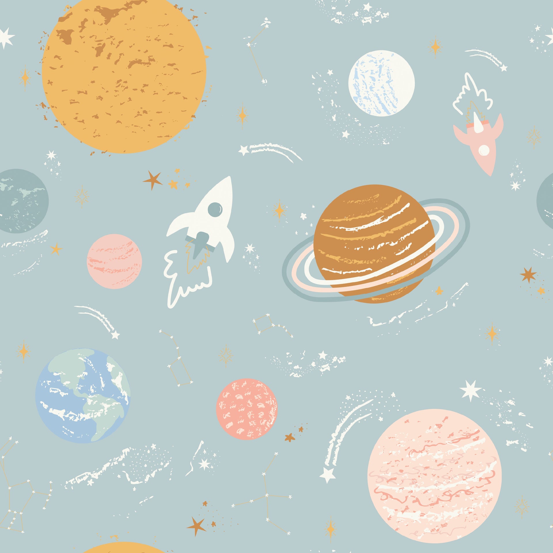 Venus Multi-Color Whimsical Removable Wallpaper
