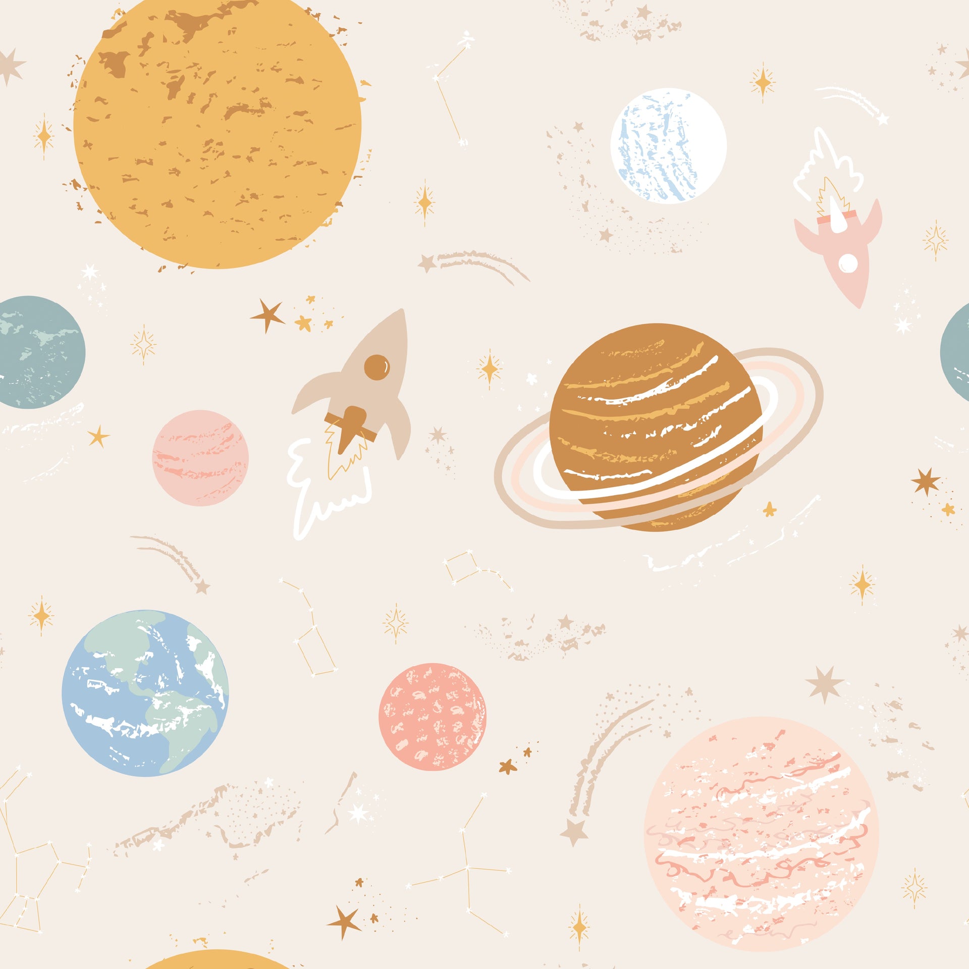 Venus Multi-Color Whimsical Removable Wallpaper