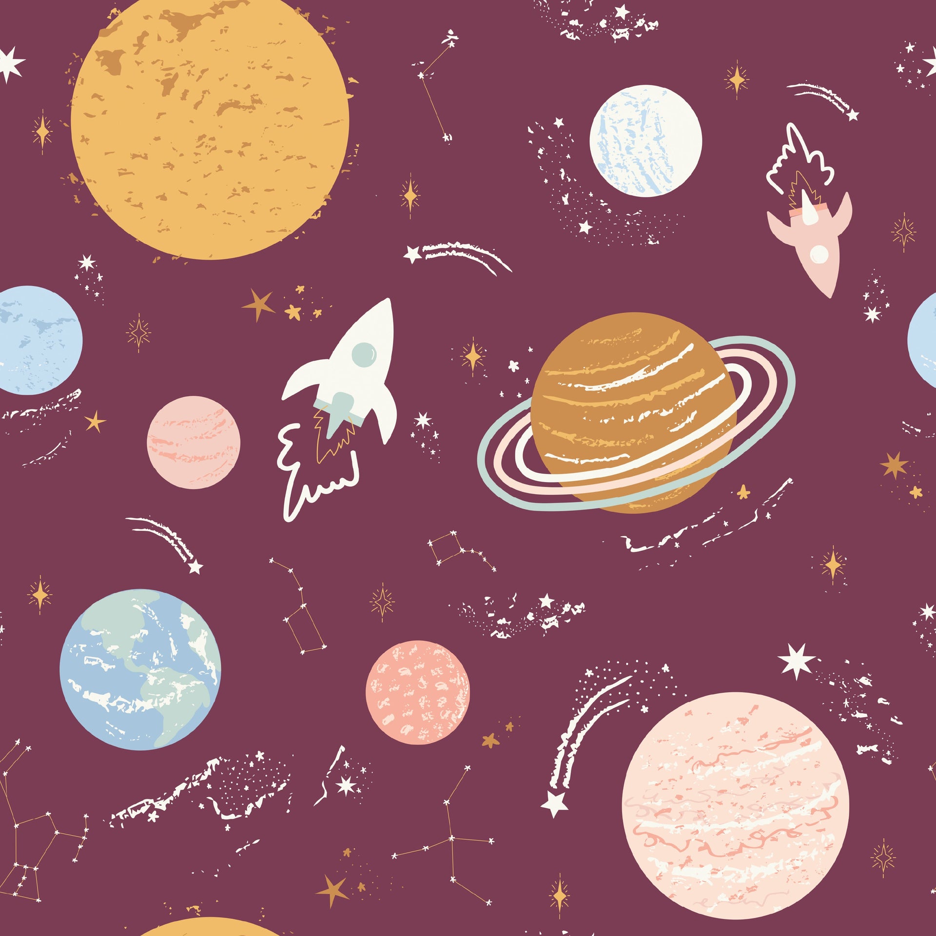 Venus Multi-Color Whimsical Removable Wallpaper