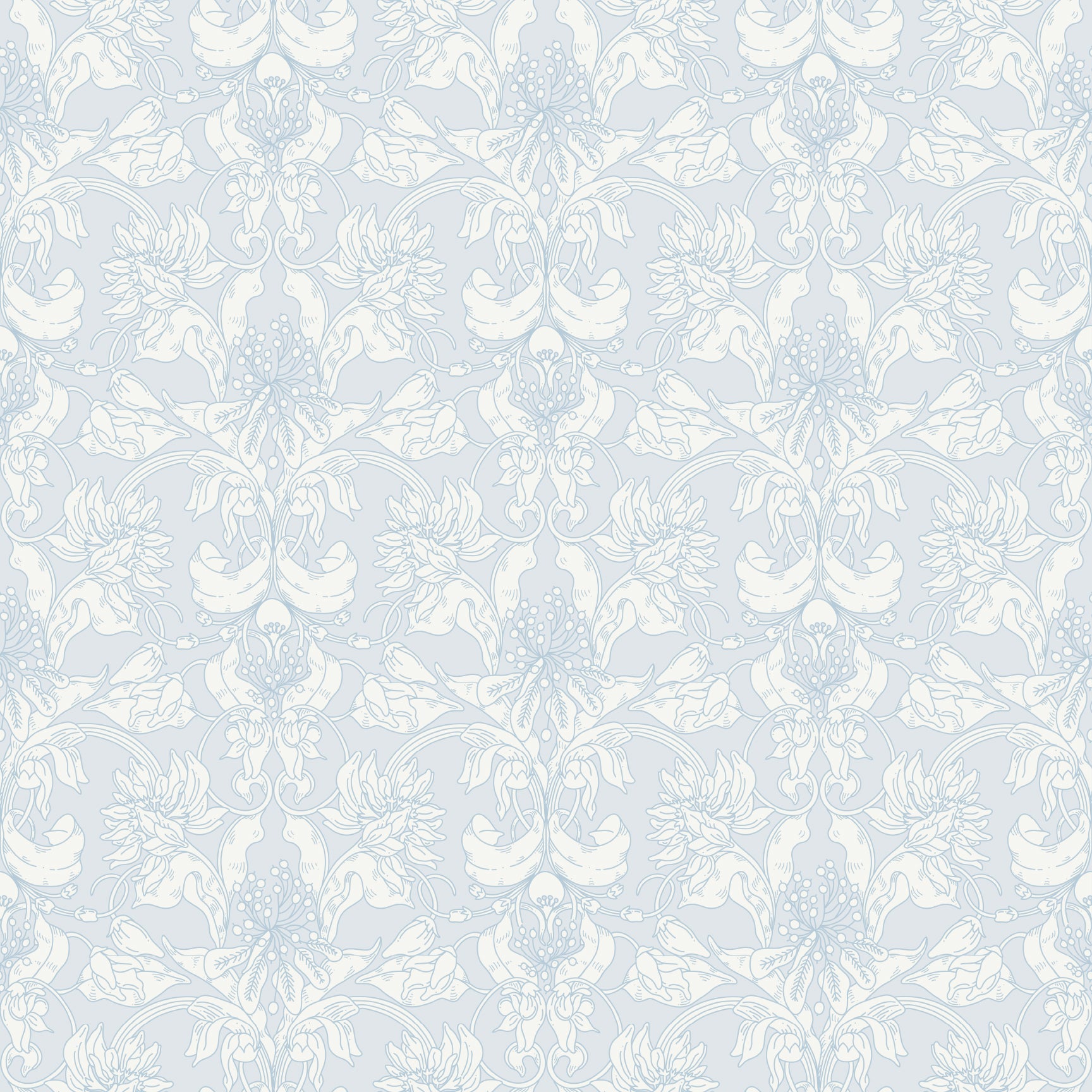 Vera Floral Wallpaper Sage Green and Cream Botanical Wall Art