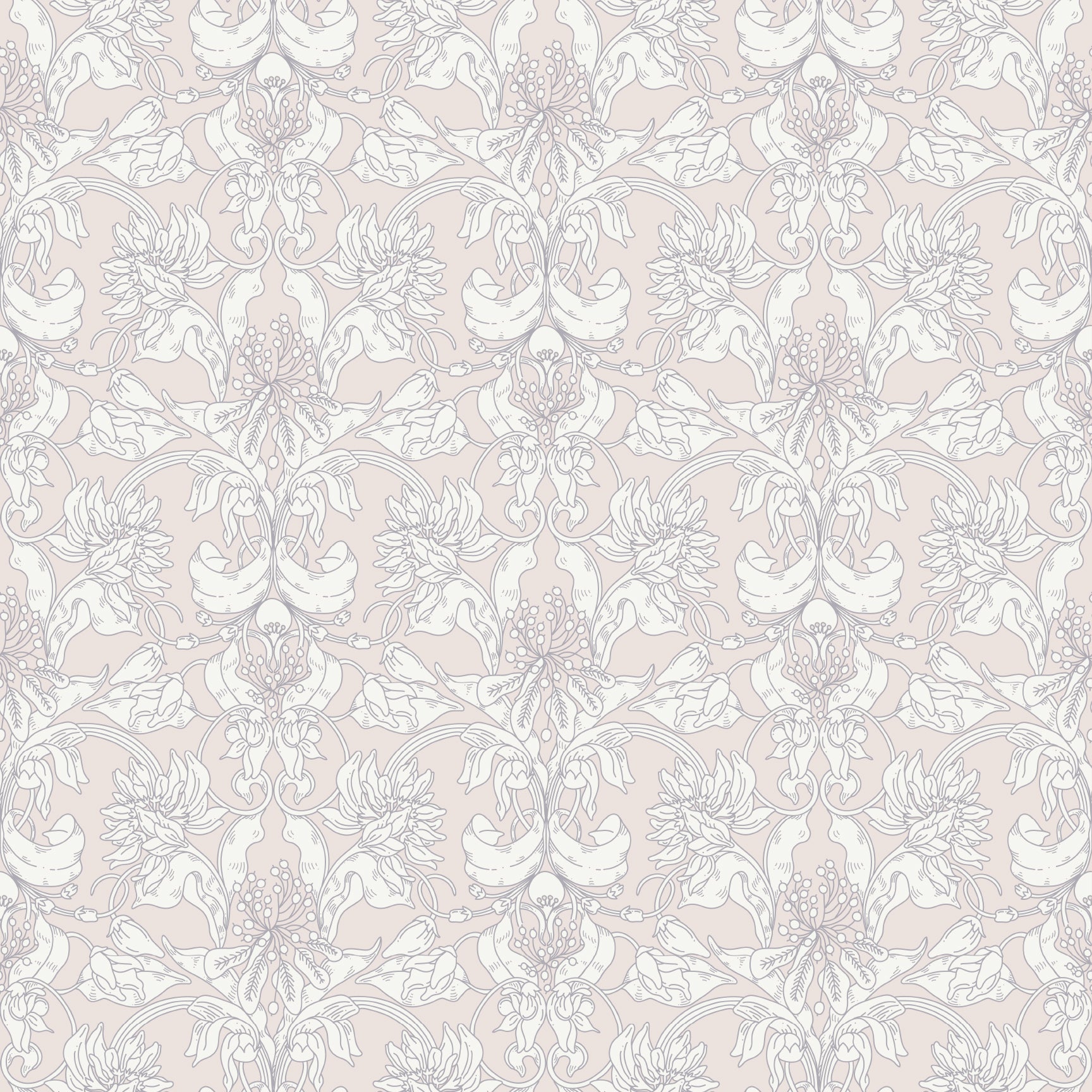Vera Floral Wallpaper Sage Green and Cream Botanical Wall Art