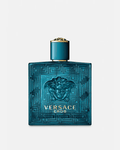 Versace Eros Eau de Toilette 3.4 fl oz in a teal bottle with gold Medusa branding.